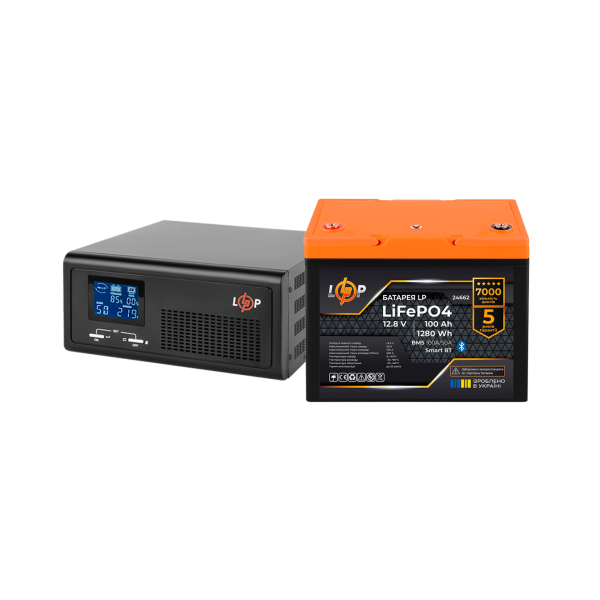 Комплект резервного живлення LP(LogicPower) ДБЖ + літієва (LiFePO4) батарея (UPS В1000 + АКБ LiFePO4 1280W) Комплект резервного живлення LP(LogicPower) ДБЖ + літієва (LiFePO4) батарея (UPS В1000 + АКБ LiFePO4 1280W)