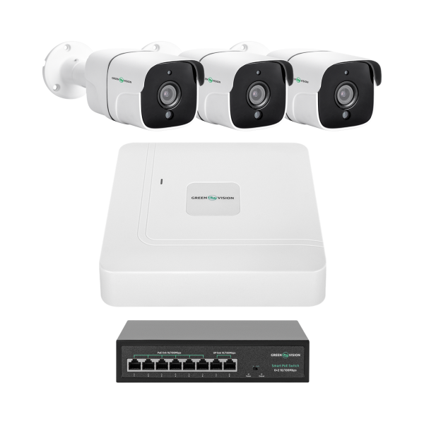 Комплект відеоспостереження на 3 камери GV-IP-K-W86/03 5MP Комплект відеоспостереження на 3 камери GV-IP-K-W86/03 5MP