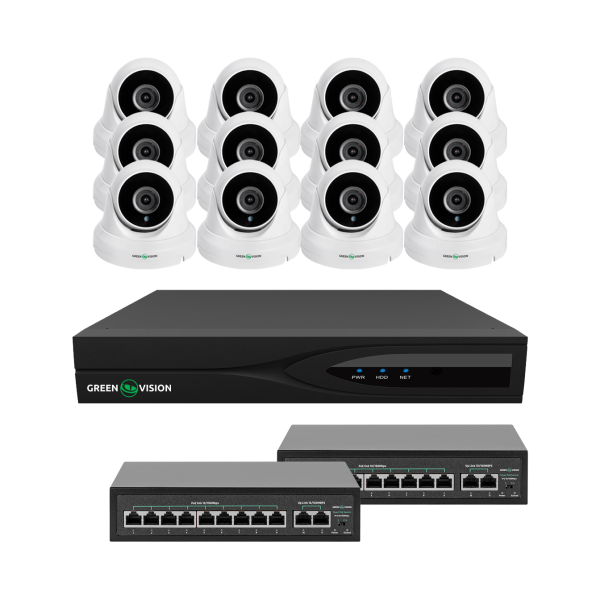 Комплект відеоспостереження на 12 камер GV-IP-K-W84/12 5MP для охоронної системи приватного будинку та офісу Комплект відеоспостереження на 12 камер GV-IP-K-W84/12 5MP для охоронної системи приватного будинку та офісу