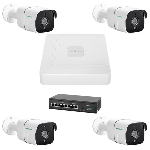 Комплект відеоспостереження на 4 камери GV-IP-K-W75/04 5MP Комплект відеоспостереження на 4 камери GV-IP-K-W75/04 5MP