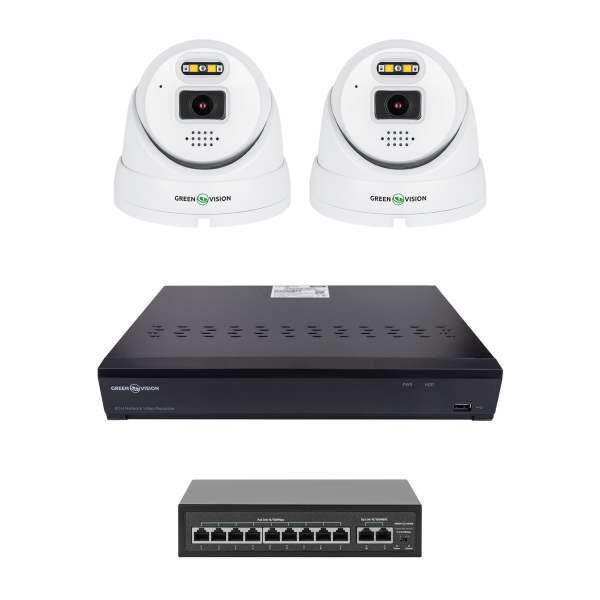 Комплект відеоспостереження на 2 камери GV-IP-K-W101/2 5MP Ultra AI для контролю безпеки приватного будинку, офісу або дачі Комплект відеоспостереження на 2 камери GV-IP-K-W101/2 5MP Ultra AI для контролю безпеки приватного будинку, офісу або дачі