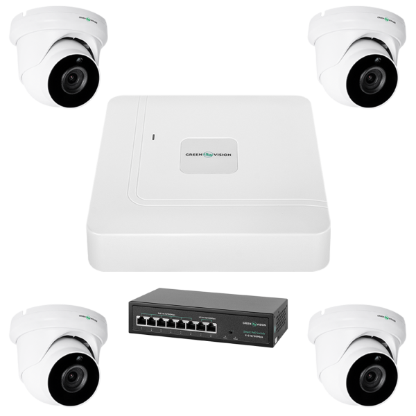 Комплект відеоспостереження на 4 камери GV-IP-K-W74/04 5MP Комплект відеоспостереження на 4 камери GV-IP-K-W74/04 5MP