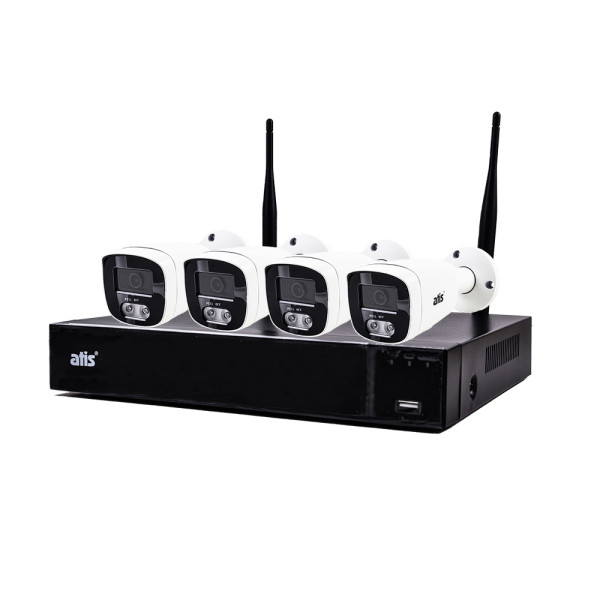 Комплект відеоспостереження ATIS WF 4 kit з WiFi відеореєстратором і 4 IP камерами 2Мп для автономного моніторингу на вулиці та в приміщеннях Комплект відеоспостереження ATIS WF 4 kit з WiFi відеореєстратором і 4 IP камерами 2Мп для автономного моніторингу на вулиці та в приміщеннях