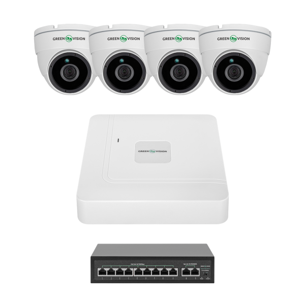 Комплект відеоспостереження на 4 камери GV-IP-K-W98/4 4MP Комплект відеоспостереження на 4 камери GV-IP-K-W98/4 4MP