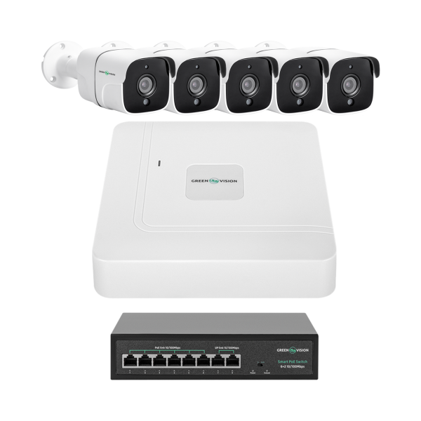 Комплект відеоспостереження на 5 камер GV-IP-K-W87/05 5MP Комплект відеоспостереження на 5 камер GV-IP-K-W87/05 5MP