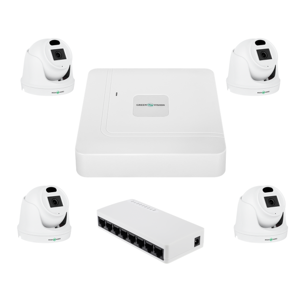 Комплект відеоспостереження на 4 камери GV-IP-K-W96/4 3MP Комплект відеоспостереження на 4 камери GV-IP-K-W96/4 3MP