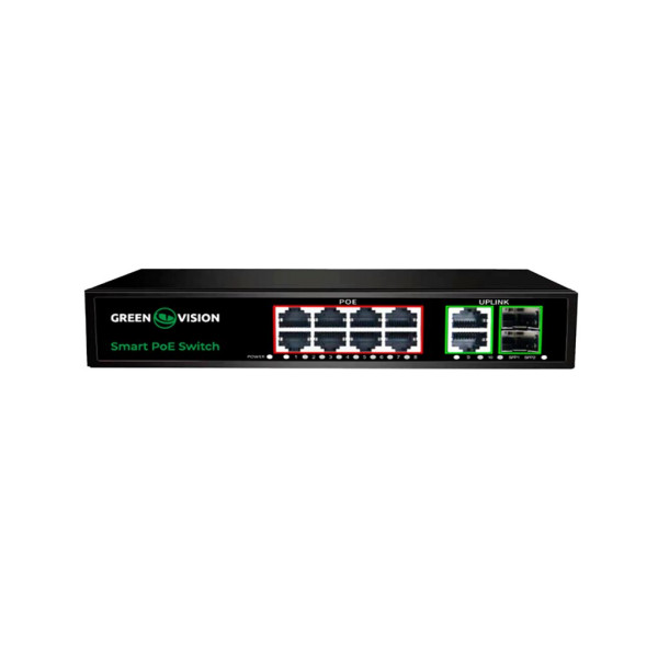 Комутатор мережевий POE GV-021-D-8G+2PG+2SFP Комутатор мережевий POE GV-021-D-8G+2PG+2SFP