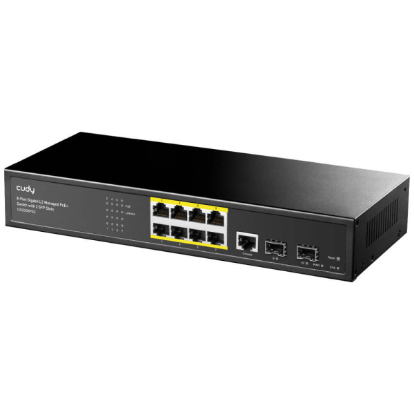 ПоE-комутатор GS2008PS2 11-портовий керований L2 гігабітний для відеоспостереження з 8 PoE портами і живленням 120W ПоE-комутатор GS2008PS2 11-портовий керований L2 гігабітний для відеоспостереження з 8 PoE портами і живленням 120W
