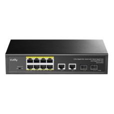 PoE-комутатор 12-портовий GS1010PS2 гігабітний з 8 портами PoE+ 120W для відеоспостереження з підтримкою режиму Extend до 250 м
