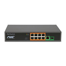 PoE-комутатор 10-портовий NVC-908GS для організації мережі з 8 PoE портами 100 Мбіт/с та високою потужністю до 150 Вт для відеоспостереження