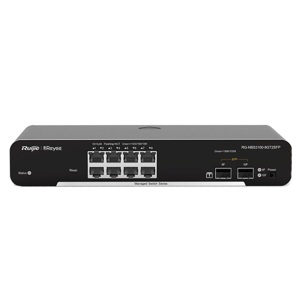 Комутатор Ruijie Reyee RG-NBS3100-8GT2SFP керований 10-портовий без PoE Комутатор Ruijie Reyee RG-NBS3100-8GT2SFP керований 10-портовий без PoE