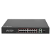 Комутатор мережевий POE GV-010-D-16+2 PG+1 SFP 16 портів для підключення камер відеоспостереження з підтримкою POE, швидкість до 100 Мбіт, металевий корпус