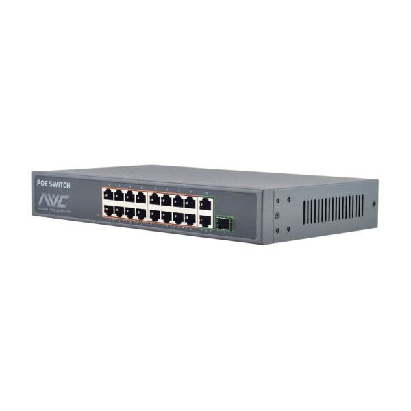 PoE-комутатор 18-портовий NVC-1816GSR для організації мережі з 16 PoE 100Мб портами та 2 Uplink 10/100/1000Мб для відеоспостереження та IP-камер PoE-комутатор 18-портовий NVC-1816GSR для організації мережі з 16 PoE 100Мб портами та 2 Uplink 10/100/1000Мб для відеоспостереження та IP-камер