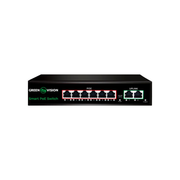 Комутатор мережевий POE GV-020-D-6G+2PG Комутатор мережевий POE GV-020-D-6G+2PG