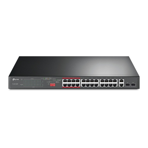 Комутатор TP-LINK TL-SL1226P 24xFE/24xPoE+ 250W 2xGE 2xcomboGE/SFP 19" 1U Комутатор TP-LINK TL-SL1226P 24xFE/24xPoE+ 250W 2xGE 2xcomboGE/SFP 19" 1U
