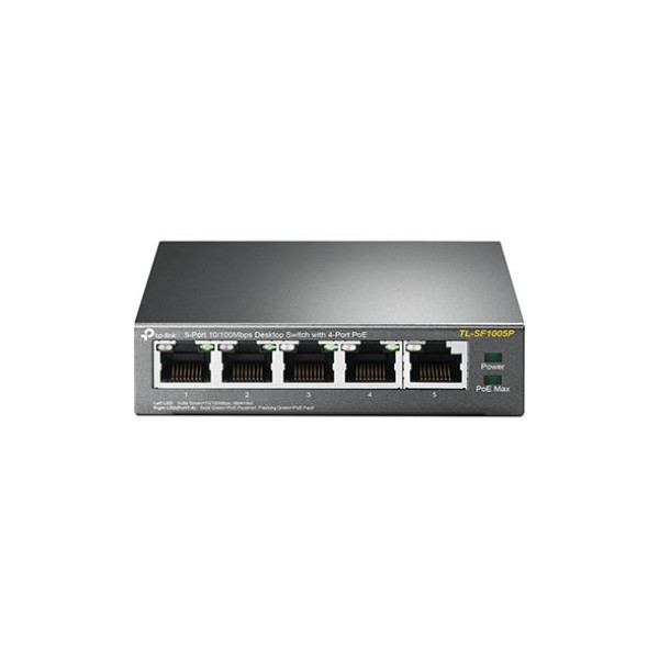Комутатор 5-портовий TL-SF1005P 10/100 Мбіт/с для підключення PoE пристроїв без необхідності налаштування Комутатор 5-портовий TL-SF1005P 10/100 Мбіт/с для підключення PoE пристроїв без необхідності налаштування