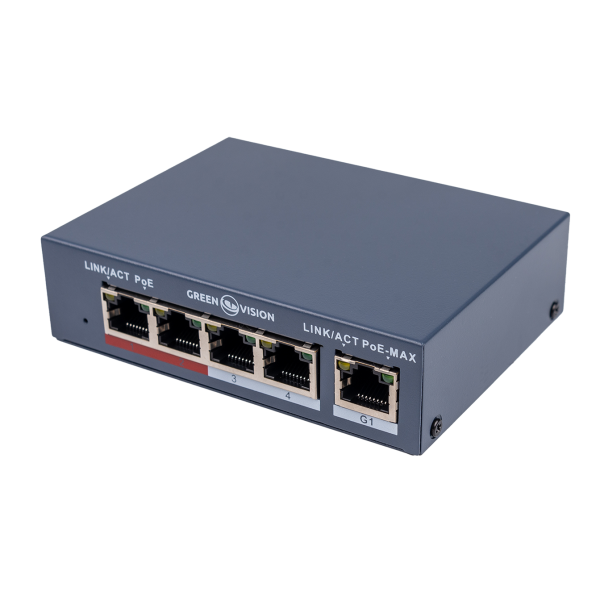 Комутатор мережевий POE GV-017-AI-4+1P Комутатор мережевий POE GV-017-AI-4+1P
