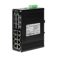 ПоЕ-комутатор 14-портовий керований L2+ ETH-IMC2408MP гігабітний з 8 PoE портами 240W для промислових мереж та систем відеоспостереження