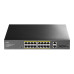 PoE-комутатор 20-портовий некерований GS1018PS2 гігабітний для систем IP відеоспостереження з 16 портами PoE+, 200W, підтримка режиму Extend до 250 м