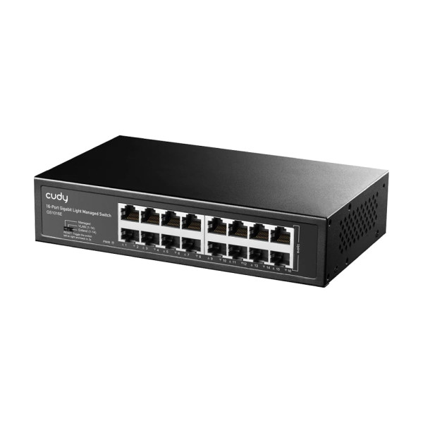 Комутатор 16-портовий Cudy GS1016E гігабітний з управлінням для мережевих рішень та VLAN, з підтримкою QoS та розширенням дальності передачі Комутатор 16-портовий Cudy GS1016E гігабітний з управлінням для мережевих рішень та VLAN, з підтримкою QoS та розширенням дальності передачі
