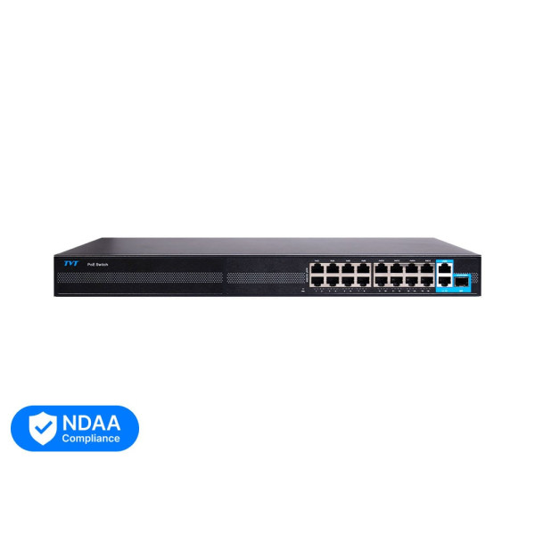 PoE-коммутатор 19-портовый с 16 портами PoE 10/100Mbps TVT TD-B2216S1-PGS для IP-телефонов и камер видеонаблюдения PoE-коммутатор 19-портовый с 16 портами PoE 10/100Mbps TVT TD-B2216S1-PGS для IP-телефонов и камер видеонаблюдения