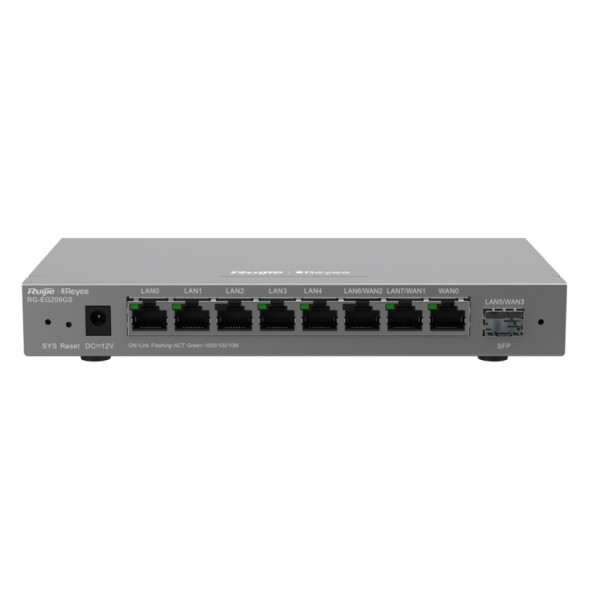 Управляемый маршрутизатор Ruijie Reyee RG-EG209GS 9-портовый гигабитный с портом SFP Управляемый маршрутизатор Ruijie Reyee RG-EG209GS 9-портовый гигабитный с портом SFP