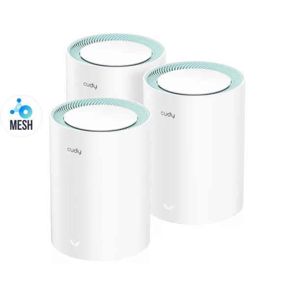 Маршрутизатор WiFi Mesh-система WiFi 5 Cudy M1300 (3-Pack) для стабільного з'єднання, дводіапазонний, гігабітний AC1200, безшовний роумінг, підтримка VPN та DDNS Маршрутизатор WiFi Mesh-система WiFi 5 Cudy M1300 (3-Pack) для стабільного з'єднання, дводіапазонний, гігабітний AC1200, безшовний роумінг, підтримка VPN та DDNS