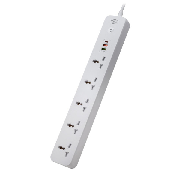 Мережевий фільтр (подовжувач) LP (5x230V-2500W, 1xUSB-38W/PD/QC3.0, 1xType-C 20W, 1xUSB 18W) Мережевий фільтр (подовжувач) LP (5x230V-2500W, 1xUSB-38W/PD/QC3.0, 1xType-C 20W, 1xUSB 18W)