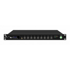 Мікшуючий підсилювач 60 Вт CMX DC-60A для стійки 19", 1 зона, MP3, Bluetooth, 4 мікрофонні входи, екстрене повідомлення, налаштування звуку