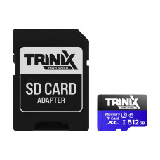 Карта пам’яті microSDXC 512GB Trinix U3 V30 A1 з SD-адаптером для відеоспостереження, з швидкістю читання до 100 МБ/с та класом продуктивності A1