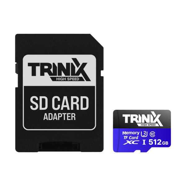 Карта пам’яті microSDXC 512GB Trinix U3 V30 A1 з SD-адаптером для відеоспостереження, з швидкістю читання до 100 МБ/с та класом продуктивності A1 Карта пам’яті microSDXC 512GB Trinix U3 V30 A1 з SD-адаптером для відеоспостереження, з швидкістю читання до 100 МБ/с та класом продуктивності A1