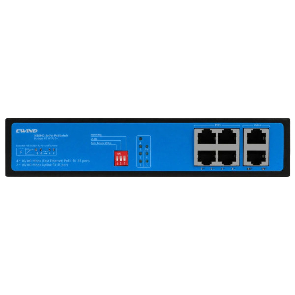 Некерований 6-портовий PoE-комутатор EW-S1906CF-AP для IP камер, Wi-Fi точок доступу та IP телефонів з підтримкою 60 Вт живлення Некерований 6-портовий PoE-комутатор EW-S1906CF-AP для IP камер, Wi-Fi точок доступу та IP телефонів з підтримкою 60 Вт живлення