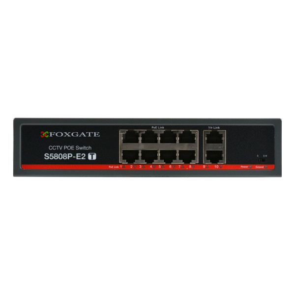 PoE-комутатор FoxGate S5808P-E2 (T) CCTV 8-портовий некерований PoE-комутатор FoxGate S5808P-E2 (T) CCTV 8-портовий некерований