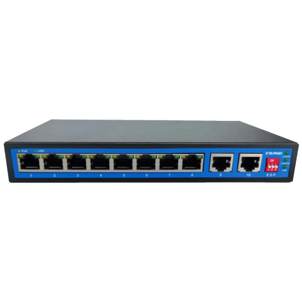 Некерований 10-портовий PoE-комутатор EW-S1910CG-DP для IP-камер і Wi-Fi точок доступу з 8 PoE портами для організації надійної мережі Некерований 10-портовий PoE-комутатор EW-S1910CG-DP для IP-камер і Wi-Fi точок доступу з 8 PoE портами для організації надійної мережі