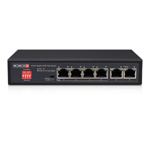 Некерований PoE-комутатор Provision-ISR PoES-0472GC+2G гігабітний з 4 портами PoE Некерований PoE-комутатор Provision-ISR PoES-0472GC+2G гігабітний з 4 портами PoE
