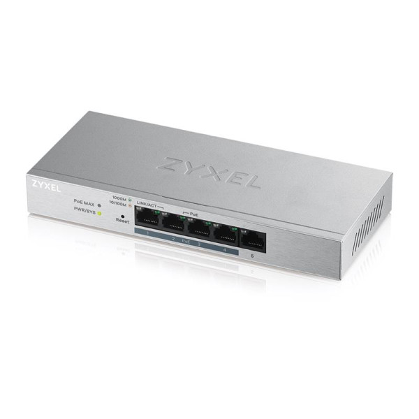 PoE-комутатор на 5 портов ZyXEL GS1200-5HP v2 (GS1200-5HPV2-EU0101F) в металевому корпусі PoE-комутатор на 5 портов ZyXEL GS1200-5HP v2 (GS1200-5HPV2-EU0101F) в металевому корпусі