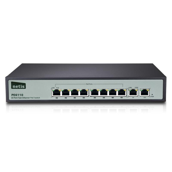 PoE-комутатор NETIS PE6110 10PORT, 8PORT 10/100M POE PoE-комутатор NETIS PE6110 10PORT, 8PORT 10/100M POE