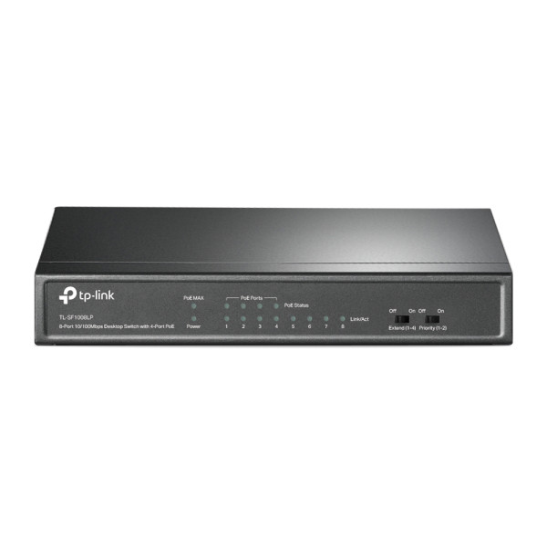PoE-комутатор TP-Link TL-SF1008LP 8-портовий з 4 PoE-портами некерований PoE-комутатор TP-Link TL-SF1008LP 8-портовий з 4 PoE-портами некерований