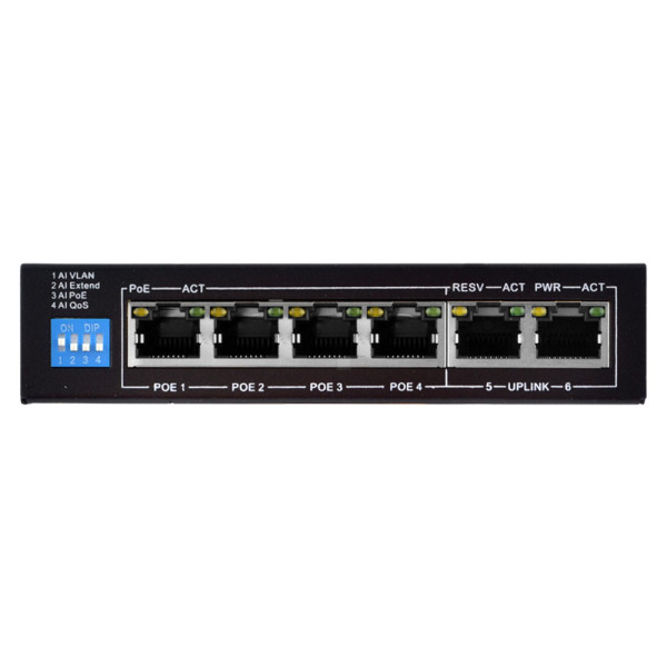 PoE-комутатор FoxGate S6004-E2-AI POE Watchdog 6-портовий некерований PoE-комутатор FoxGate S6004-E2-AI POE Watchdog 6-портовий некерований