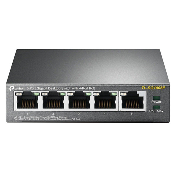 PoE-коммутатор TP-Link TL-SG1005P 5-портовый с 4 PoE+ портами неуправляемый PoE-коммутатор TP-Link TL-SG1005P 5-портовый с 4 PoE+ портами неуправляемый