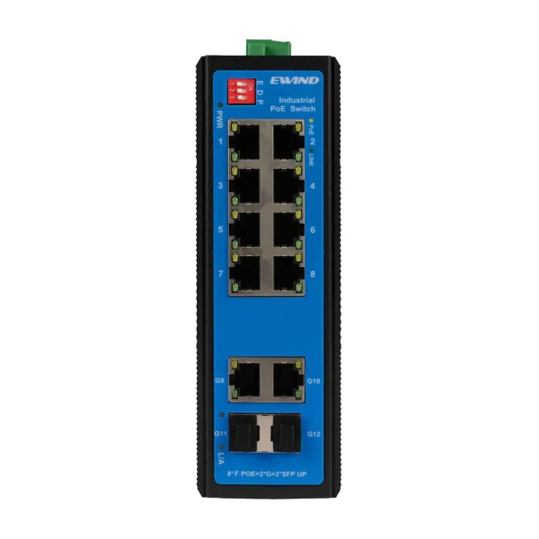 Промисловий PoE-комутатор 12-портовий EW-PIS1712-8FE з 8 портами PoE та 2 портами SFP для IP-камер, бездротових точок доступу та IP-телефонів Промисловий PoE-комутатор 12-портовий EW-PIS1712-8FE з 8 портами PoE та 2 портами SFP для IP-камер, бездротових точок доступу та IP-телефонів