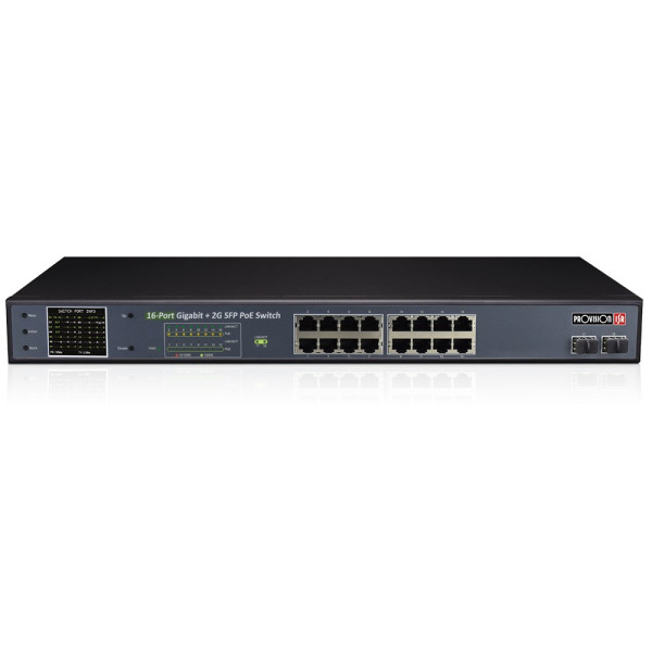 Некерований PoE-комутатор з 16 портами PoES-16250GCL+2SFP для відеоспостереження та живлення IP-камер до 250 м, потужність 250Вт Некерований PoE-комутатор з 16 портами PoES-16250GCL+2SFP для відеоспостереження та живлення IP-камер до 250 м, потужність 250Вт
