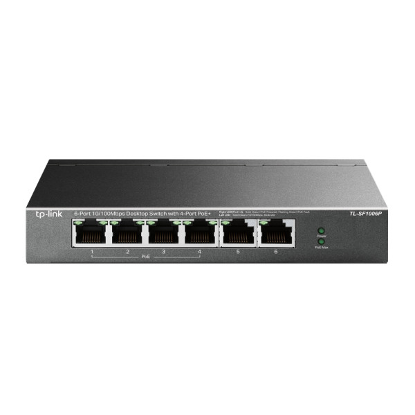 PoE-комутатор TP-Link TL-SF1006P 6-портовий з 4 PoE+ портами некерований PoE-комутатор TP-Link TL-SF1006P 6-портовий з 4 PoE+ портами некерований