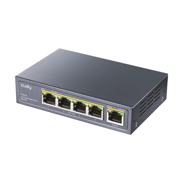 PoE-розширювач 5-портовий Cudy POE40 1 порт PoE++ гігабітний 60W для живлення IP камер на відстань до 100 метрів з виходом 30 Вт на порт PoE-розширювач 5-портовий Cudy POE40 1 порт PoE++ гігабітний 60W для живлення IP камер на відстань до 100 метрів з виходом 30 Вт на порт