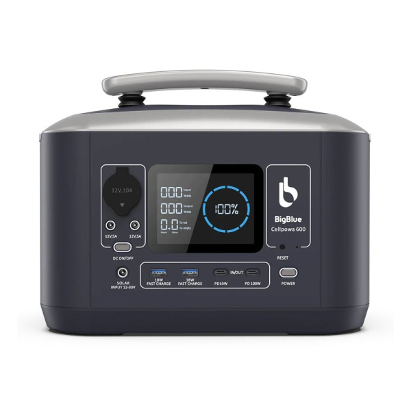 Портативна зарядна станція 600W BigBlue CP600 для автономного живлення на природі з LiFePO4 акумулятором 537.6Wh та чистою синусоїдою