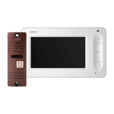 Відеодомофонний комплект ARNY AVD-4005 (AVD-405 + AVP-05 v.2) для домофону з 4.3'' LCD-екраном, білий + мідь, сенсорні кнопки, ІК-підсвітка