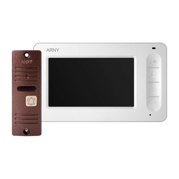 Відеодомофонний комплект ARNY AVD-4005 (AVD-405 + AVP-05 v.2) для домофону з 4.3'' LCD-екраном, білий + мідь, сенсорні кнопки, ІК-підсвітка Відеодомофонний комплект ARNY AVD-4005 (AVD-405 + AVP-05 v.2) для домофону з 4.3'' LCD-екраном, білий + мідь, сенсорні кнопки, ІК-підсвітка
