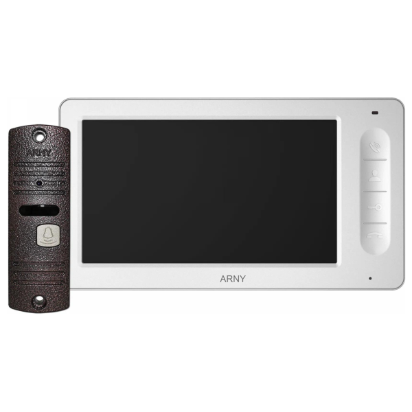 Відеодомофонний комплект ARNY AVD-7005 для безпеки з 7'' LCD-екраном та відеопанеллю, білий + мідь, універсальний дизайн для комфортного використання Відеодомофонний комплект ARNY AVD-7005 для безпеки з 7'' LCD-екраном та відеопанеллю, білий + мідь, універсальний дизайн для комфортного використання