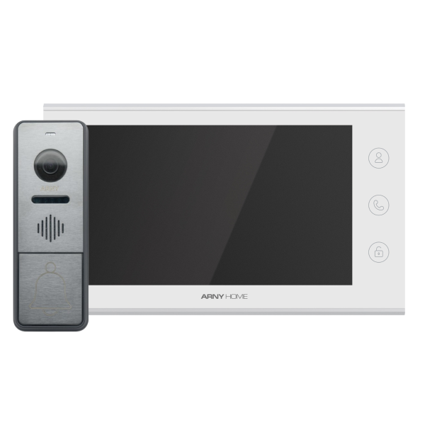 Відеодомофон ARNY AVD-7342A Wi-Fi з 2Мп монітором та 1Мп відеопанеллю для контролю доступу, Білий + Графіт
