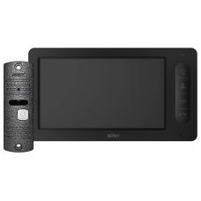 Відеодомофонний комплект ARNY AVD-7005 (AVD-705 + AVP-05 (v.2)) для безпеки будинку, 7'' LCD-екран, чорний + сірий, сенсорні кнопки, ІК-підсвітка